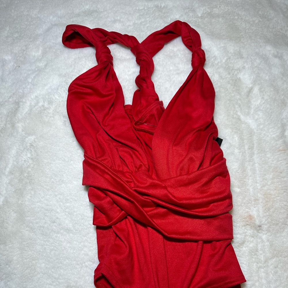 Fashion Nova Red Velvet Bodysuit